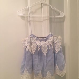 Zara lace trim cropped tank size Med.